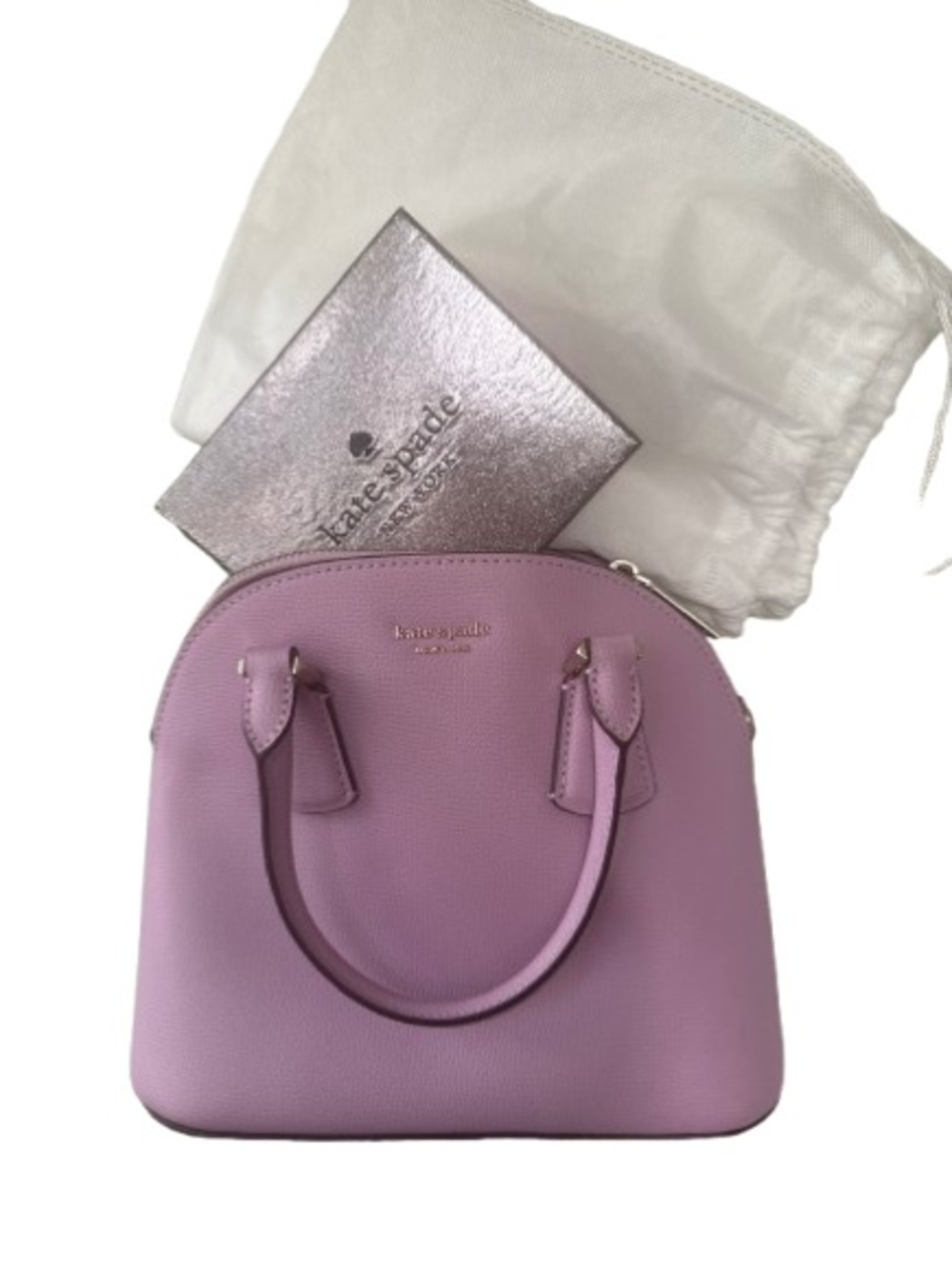 💜kate spade Sylvia Dome Satchel & Boxed Kenzie Wallet Orchid Purple Set💜